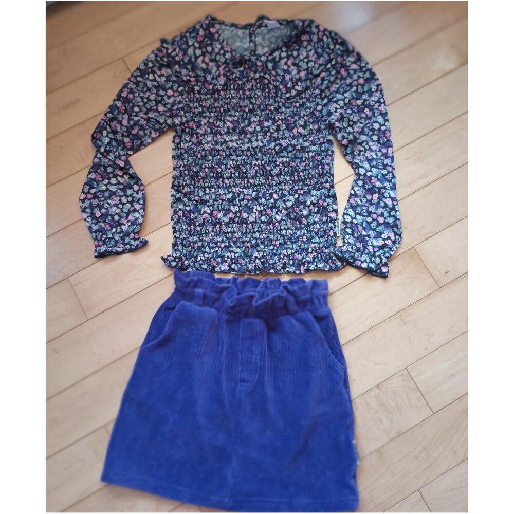 B.Nosy - Girls' Floral Blouse and Corduroy Skirt Set